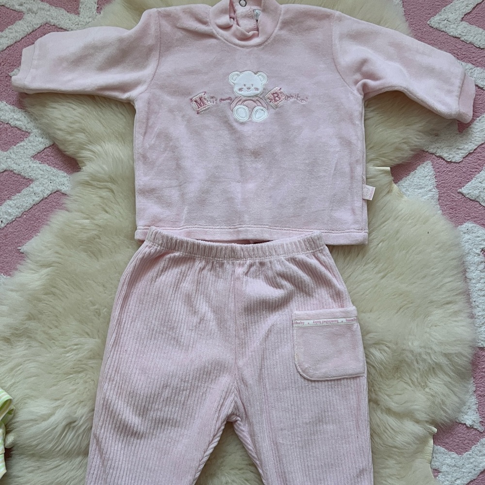 Bambibel 2 pc velour baby girl set from Italy
